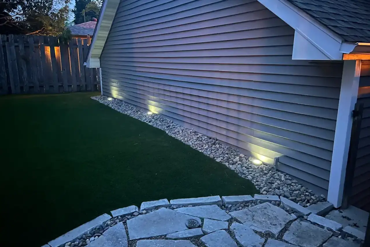 Artificial turf lawn installation in St. Albert