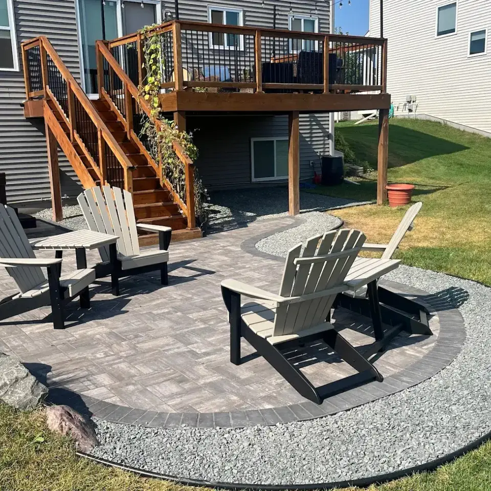Paving stone patio project in Edmonton.