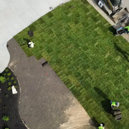 Fresh sod installation in Edmonton for a clean, healthy lawn.